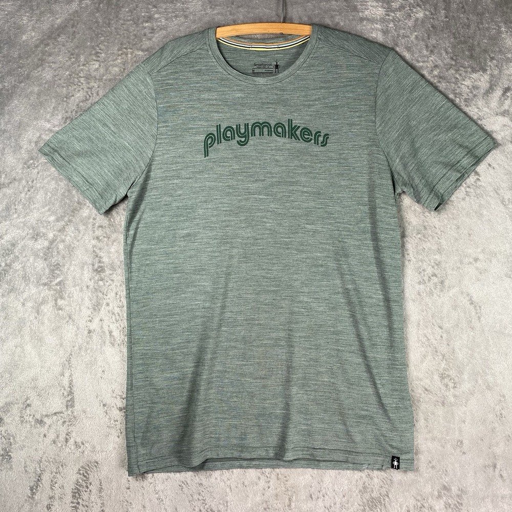 Smartwool Merino Sport 150 Shirt Mens M Green Heathered Wool Outdoors Playmakers